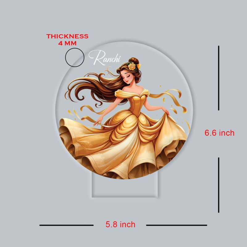 Personalized Princess UV Print Multicolor LED Night Lamp Round Acrylic Kids Decor Light